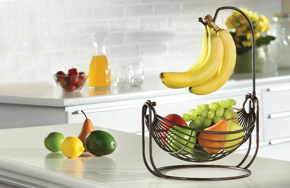 Free shipping fruit basket with banana hanger antiqued black finish ... Free shipping fruit basket with banana hanger antiqued black finish ...
