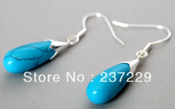 

Wholesale price FREE SHIPPING ^^^^New Pair Blue stone &925 Sterling Drop Dangle Earrings