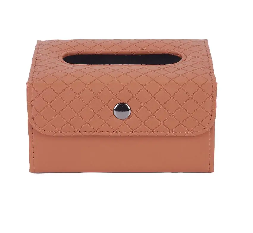 Складная Коробка ПУ ткани крышка треугольный держатель для дома автомобиля офиса Декор - Название цвета: brown