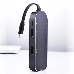 Тип C концентратор 7 в 1 USB C адаптер Тип C 3,1 зарядки Порты и разъёмы с 4 К HDMI Порты и разъёмы, 2 USB 3,0 Порты, SD/TF Card Reader и RJ45 Ethe