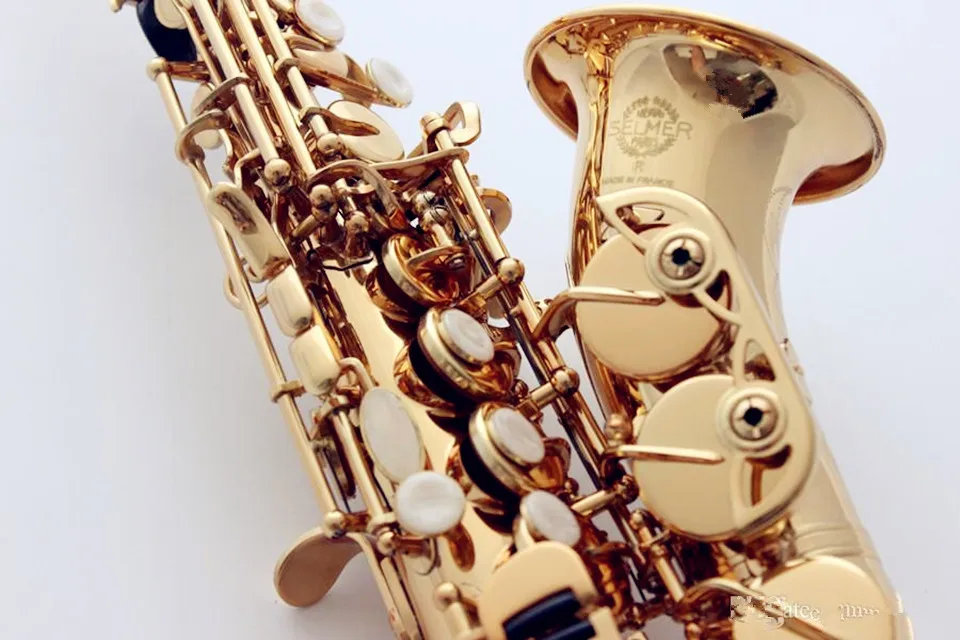 France Selmer R54 Curved Soprano Saxophone Electrophoresis Gold Professional level Musical Instruments for childrens and Adults