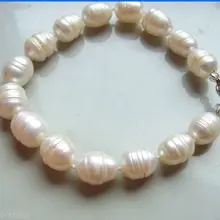 Великолепные природные 10- 13 мм южного моря белый жемчужный браслет 7.5- 8 inchNoble стиль естественно прекрасно jewe быстрая