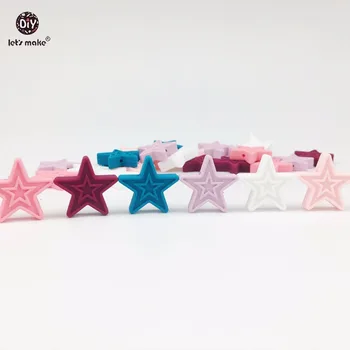 

Let's Make 300pc Silicone Beads Star Shape Food Grade Teething Baby products Toy Silicone Teether DIY Necklace Baby Teether 3cm