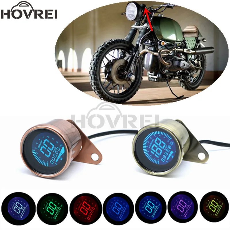 

Universal retro Motorcycle 7 colors display Digital Speedometer LCD Odometer Cafe Racer Tachometer indicator Scooter ATV Meter