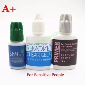 

original Korea 1 set A+ sensitive type SKY Eyelash Extensions Kit Primer lasting 2~3 weeks Glue Adhesive Remover free shipping