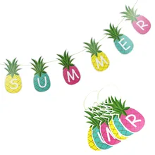Summer Party Hawaiian Party Decoration Hanging Happy Summer Pineapple Garland For Beach Pool Tropical Party Decor