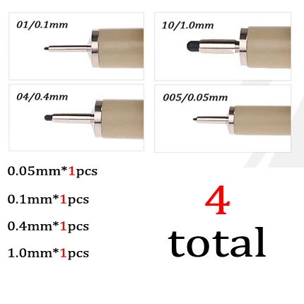 4 шт./компл. Pigma Micron иглы пера чертежная ручка Lot 005 01 02 03 04 05 08 BR маркер для рисования Графический дизайн - Цвет: A