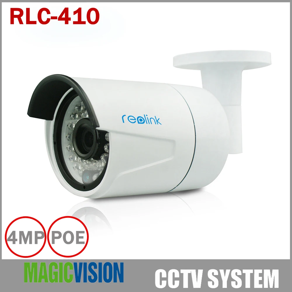Reolink Outdoor camera RLC-410 4MP 1440P Bullet 36 IR Light 3.6mm Lens with POE Qnap Security IP camera 