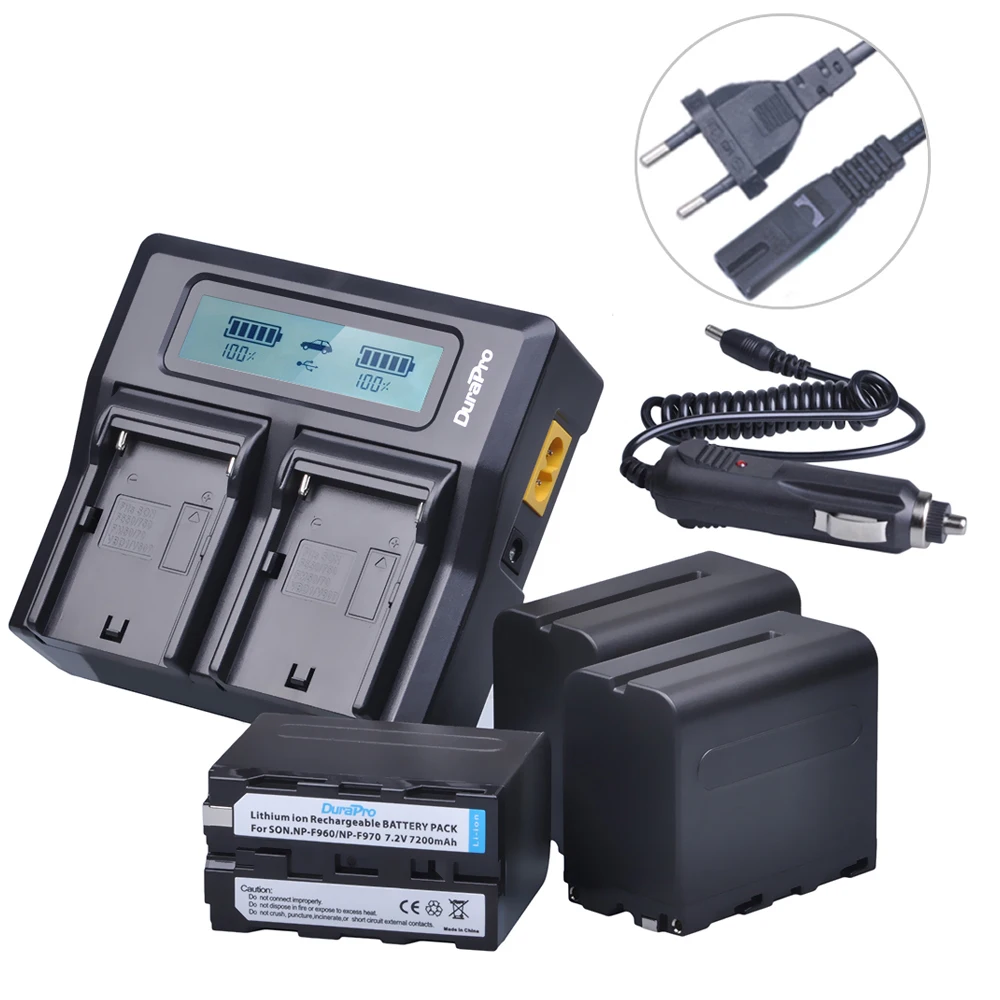3 шт. NP-F970 NP-F960 NP F970 F960 7 2 V 7200mAh батарея + LCD двойное быстрое зарядное устройство для