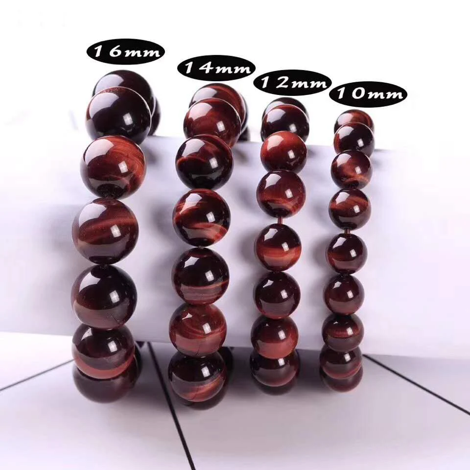 

Natural Red Tiger's Eye Bracelet Men's and Women's Jewelry Beaded Bracelet