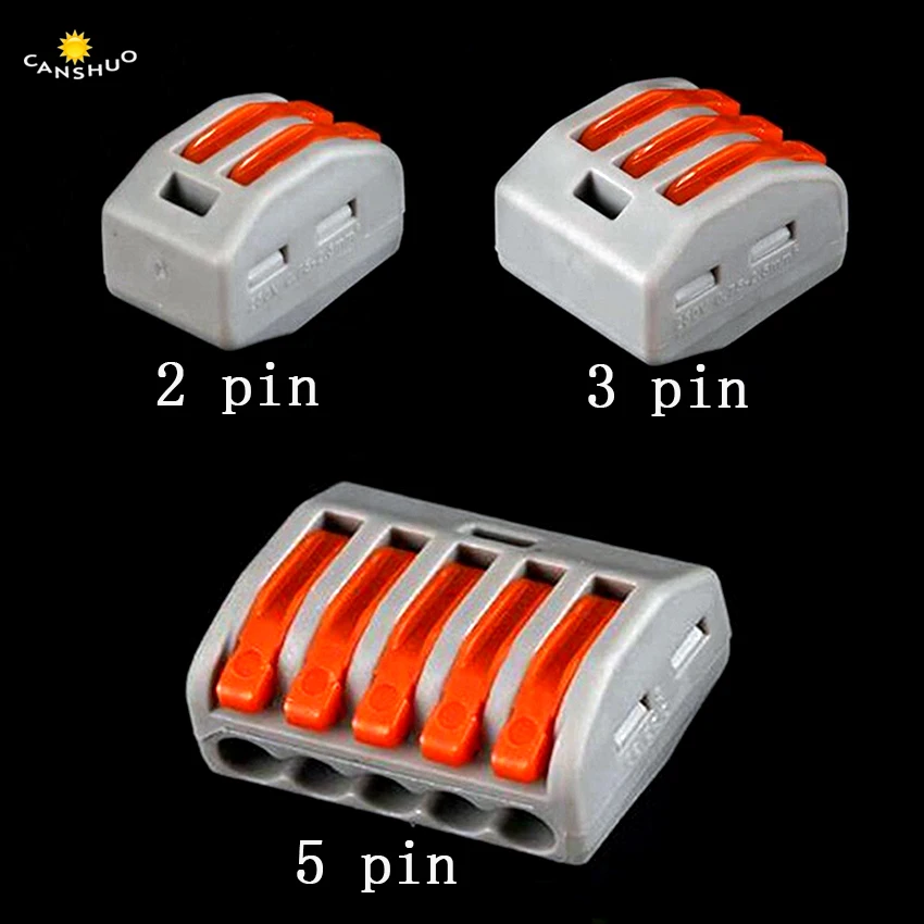 

5-10pcs Wago type PCT-212 213 215 2 /3 /5 Pin Universal Compact Wire Connector Conductor Terminal Block with lever bulk price