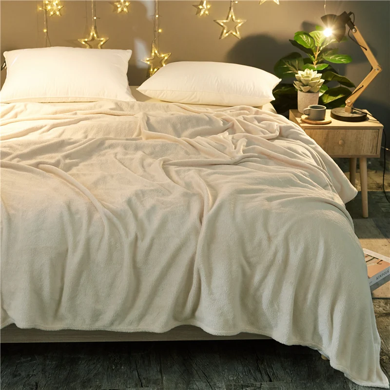Белое покрывало-одеяло 200x230 см, очень мягкое фланелевое одеяло высокой плотности для дивана/кровати/автомобиля, портативные пледы