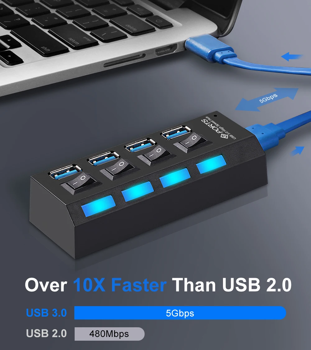 Usb-хаб USB разветвитель несколько USB C концентратор 3,0 Micro 4/7 порт Hab разветвители с адаптером питания 5 Гбит/с высокоскоростной type c концентратор для ПК