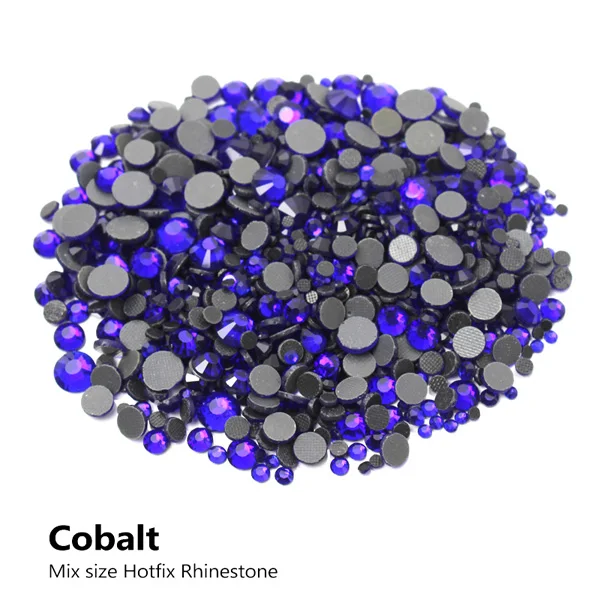 Горячая Распродажа, 30 цветов, смешанные размеры, горячая фиксация, стразы, 2000 шт., стразы с плоским основанием для одежды, сумки для обуви - Цвет: Cobalt