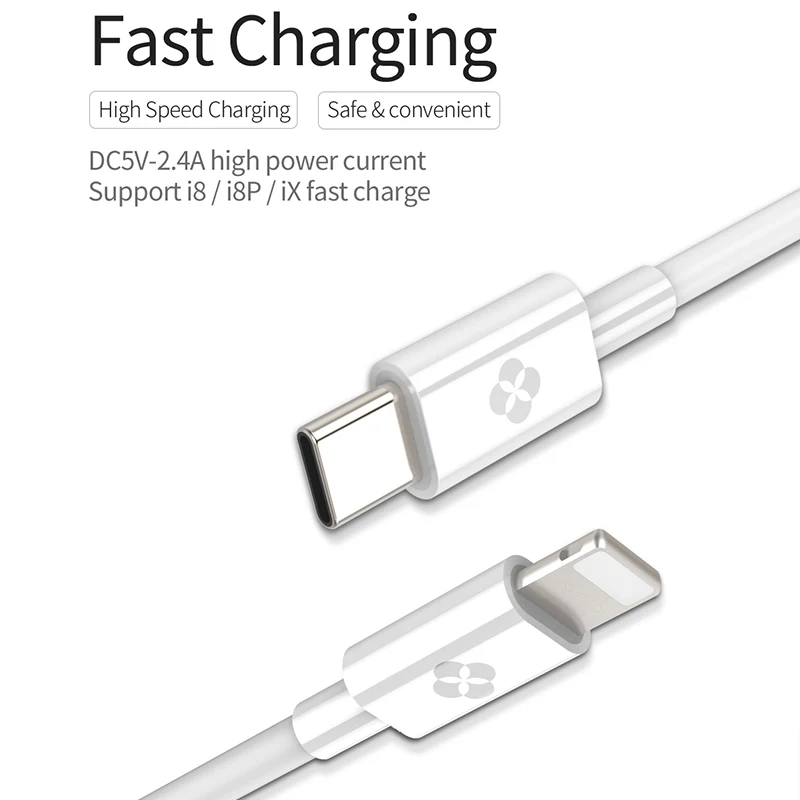TOTU USB Type C до 8 Pin телефонный кабель для Lightning iPhone X 7 6 6S Plus Macbook быстрое зарядное