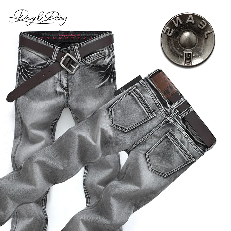 DAVYDAISY Новое поступление мужские джинсы темно-серые однотонные уличные брюки повседневные Брендовые мужские джинсы прямой высококачественный джинсовые брюки DT-031 - Цвет: Dark Grey