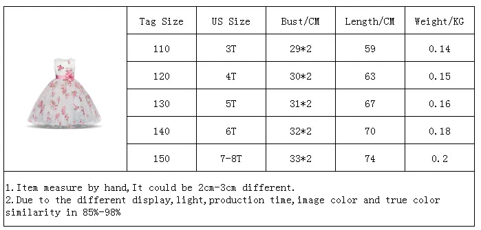 Свадебное платье с цветочным узором для девочек летнее платье принцессы для маленьких детей Детские праздничные платья для девочек, одежда Детский костюм Возраст 3, 6, 8 лет