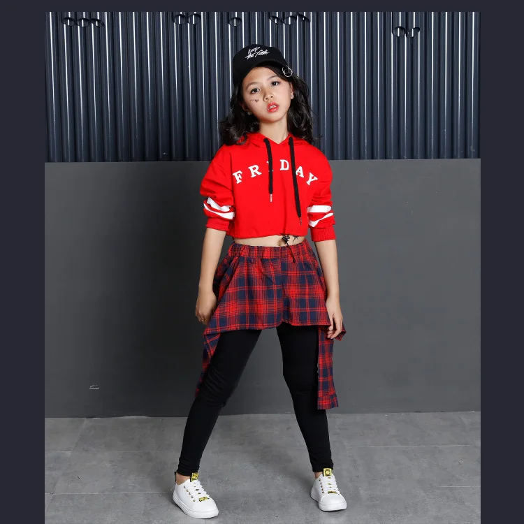 Long Sleeve Autumn Spring Black Girls Hip Hop Dance Costumes Kids Jazz Clothes Children Stage Ballroom Competition Dance Wear (13)