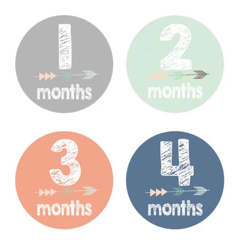 12PCS Baby Monthly Photograph Stickers Novelty 1-12M Milestone Stickers Memo DIY Scrapbook Photo Album Anti-dirty Growth Prop