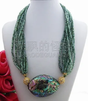 

Beautiful! 10Strands Abalone Shell&Crystal Necklace