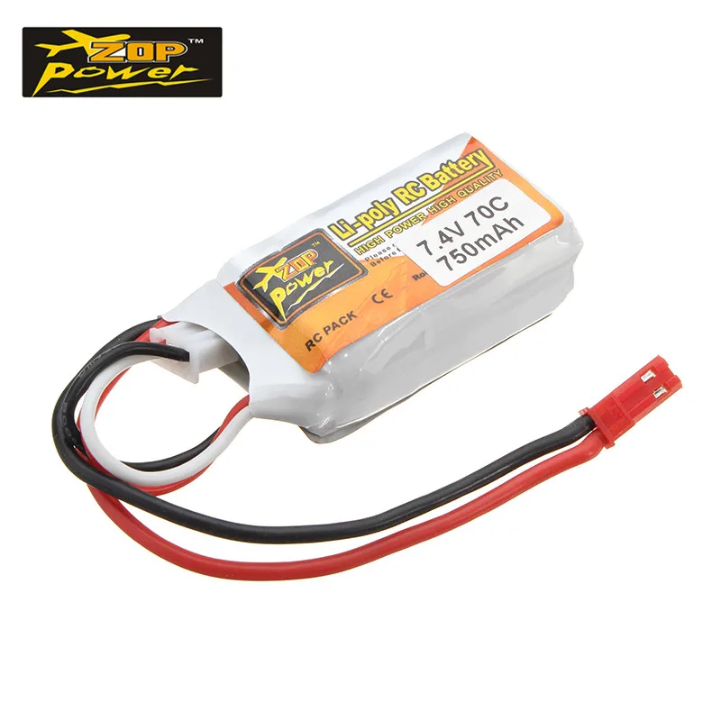 Высокое качество ZOP power 7,4 V 750 mAh 2 S 70C аккумуляторная батарея Lipo с JST штепсельной вилкой для Дрон на радиоуправлении