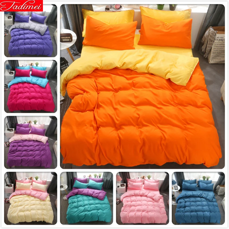 

Orange Yellow Pure Color Bedding Set 3pcs/4pcs Kids Child Soft Cotton Bed Linens Single Twin Queen King Size Duvet Cover 220x240