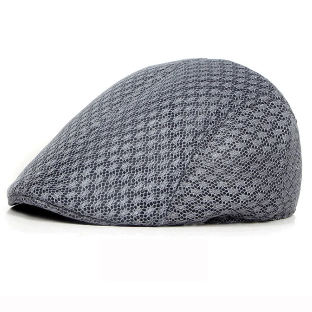 dark gray Унисекс Мода утка сетка солнце плоская кепка Гольф берет газетчика такби летняя кепка мужчины женщины сплошной цвет дышащий шляпа - Цвет: dark gray