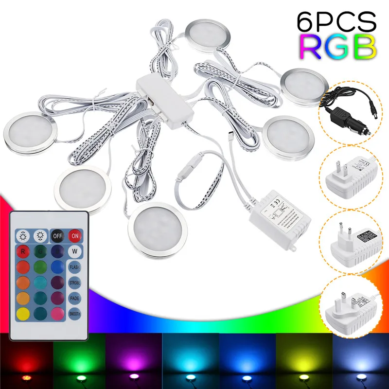 

6Pcs Car dome Light with remote control RGB Decoration lamp LED Spot light for Camper Van Caravan Universal for Home