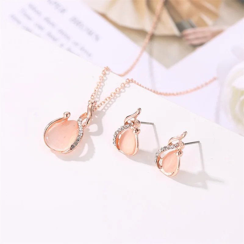 

WYJZY 2 piece set necklace earrings jewelry set crystal simple bridal jewelry set fashion wedding jewelry