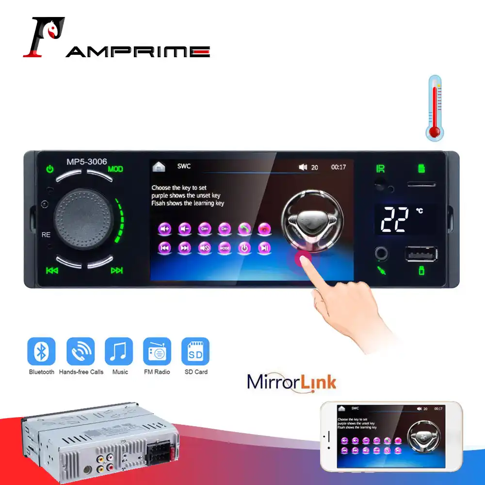 AMPrime Autoradio 4022D 4.1" 1 Din Car Radio Audio Stereo USB AUX FM