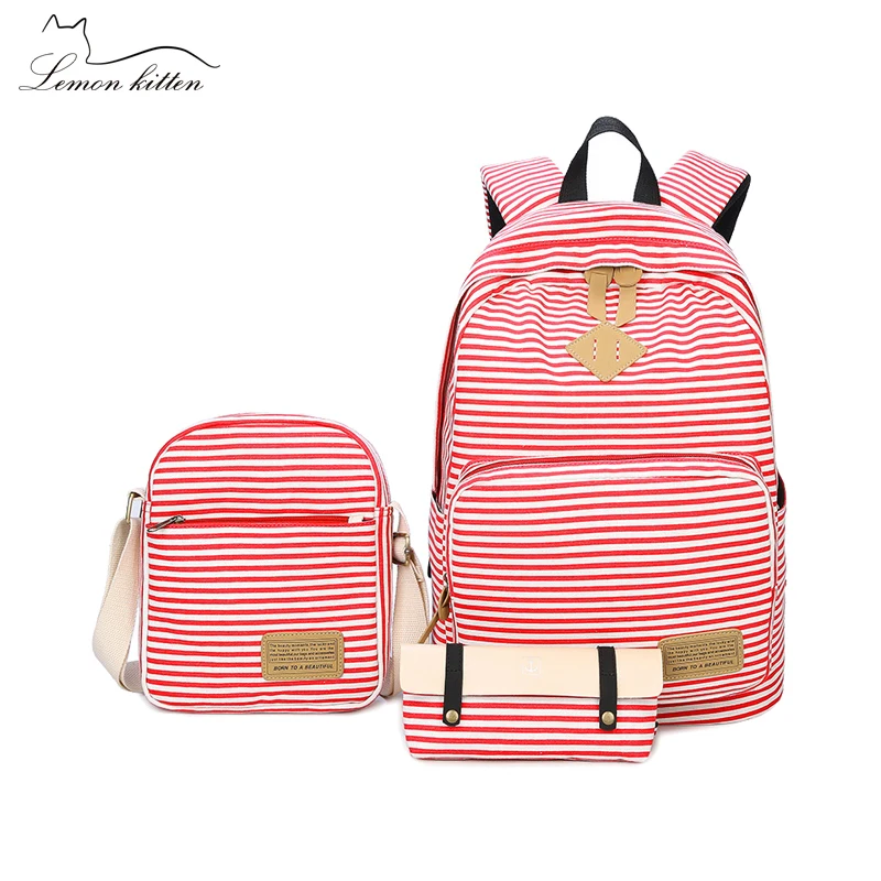 Холст 3 набора женский рюкзак Повседневная Студенческая школьная сумка, рюкзак женский элегантный дизайн рюкзак