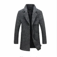 Новая мода длинный плащ пальто Для мужчин зимние Для мужчин s пальто 40% шерсть толщиной гороха Тренч мужской пиджак