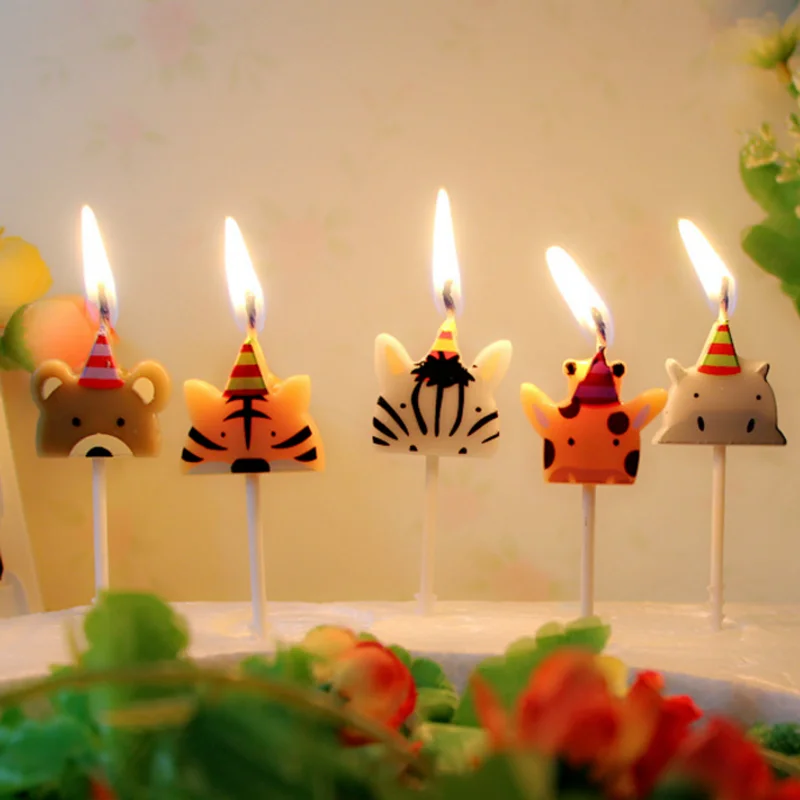 5 шт./компл. Милая свечка Вечеринка зоопарк форма карнавал животных свечи на день рождения