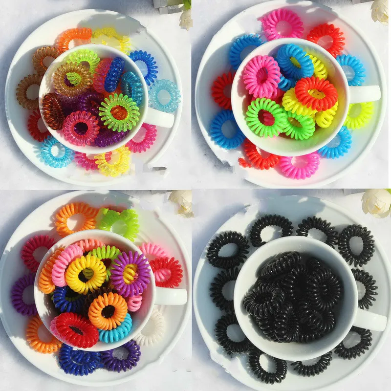 1pcs Transparent Popular hairwear candy-colored telephone wire hair band hair rope wholesale hair accessories for women 1pcs Transparent Popular hairwear candy-colored telephone wire hair band hair rope wholesale hair accessories for women