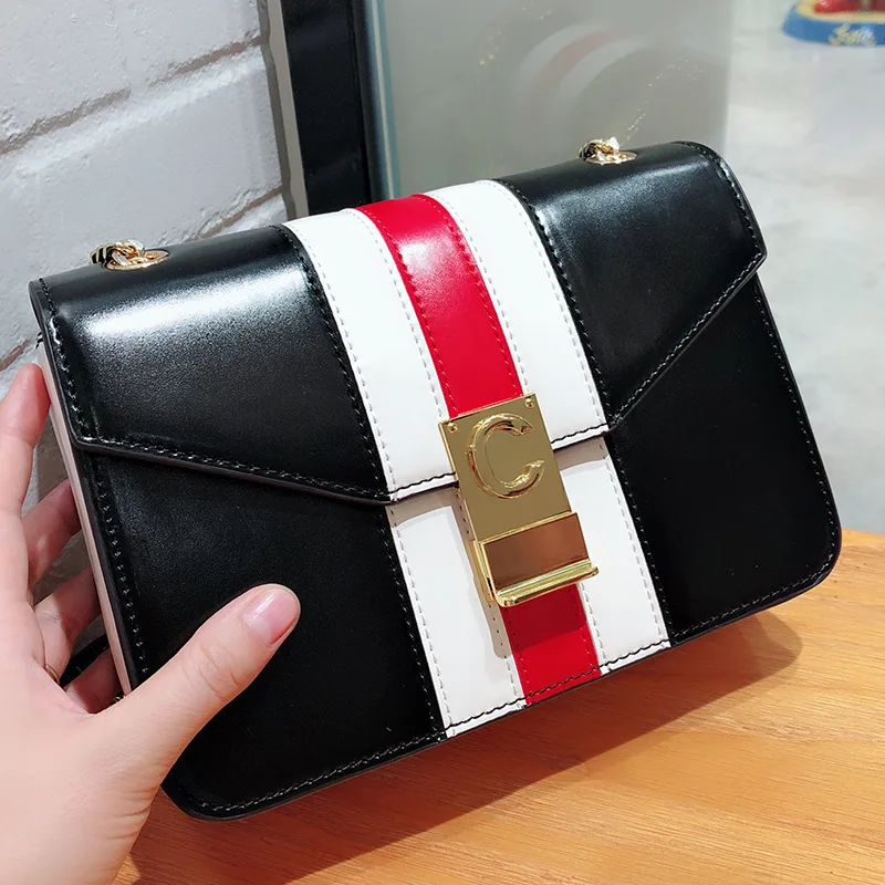 

2019 Newest Fashion Luxury Famous Designer Brand Locks Women Bags Lady Chain Shoulder Bags Genuine Leather Flap C Logos Handbag