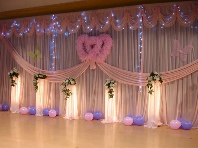 3x6m Luxury Wedding Backdrop drapery with Detachable Swag Wedding Decoration Background Curtain Free shipping