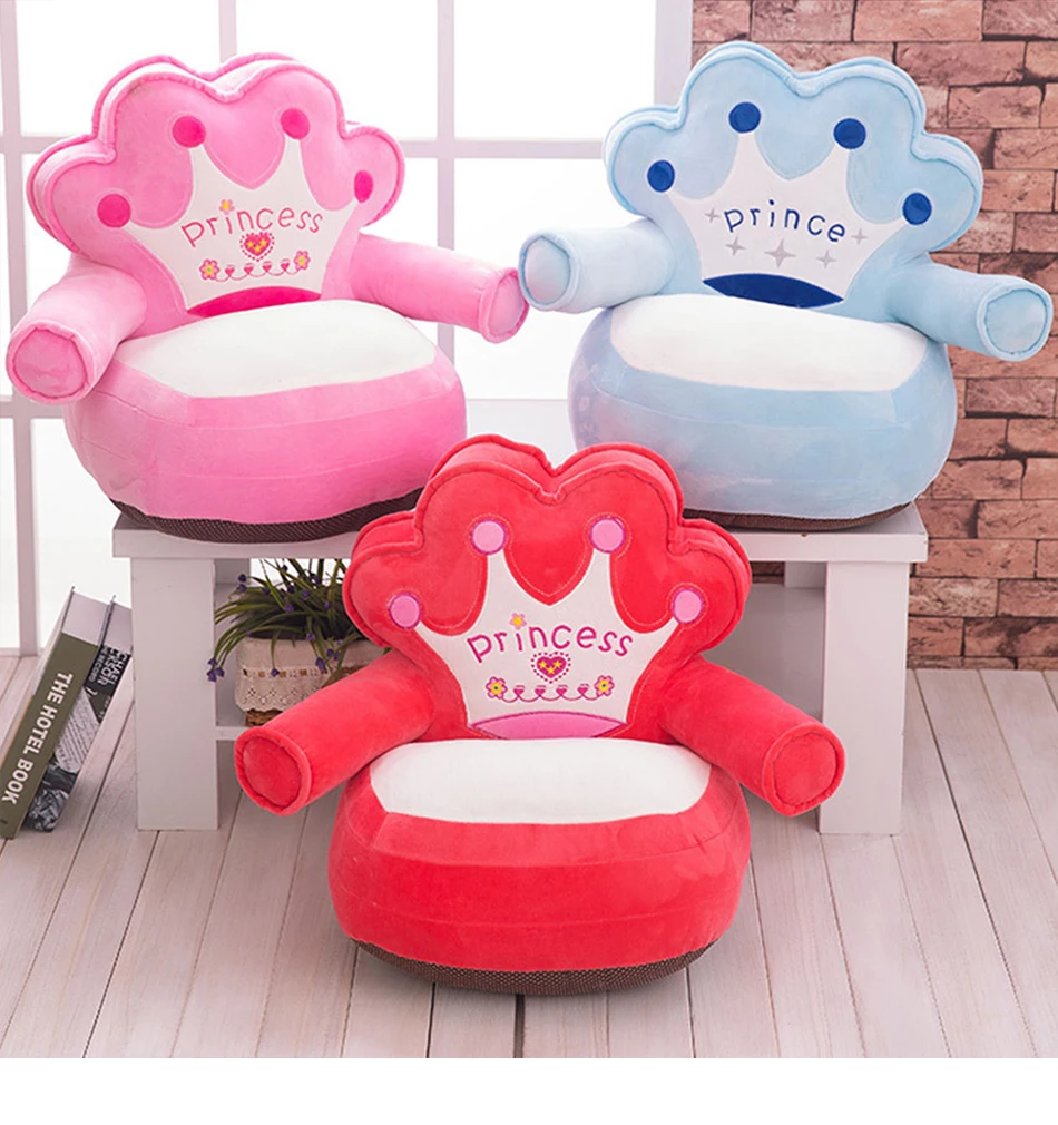 Only Cover NO Filling New Baby Kids Cartoon Soft Sofa Cover Crown Bear Seat Children Comfortable Puff Skin Toddler Children Sofa