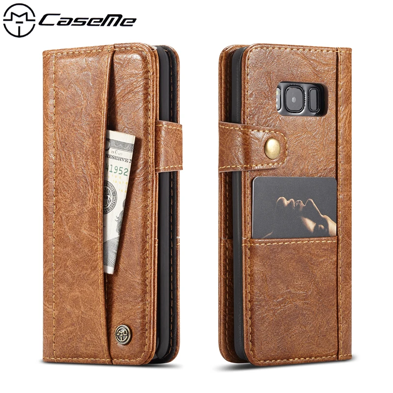 

5.8'' Flip Phone Cover for Samsung Galaxy S8 SM-G950 G950F Case Coque CaseMe Luxury Retro PU Leather Wallet Card PC Back Cover