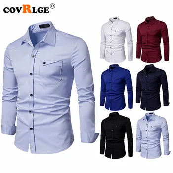 

Covrlge Men Shirts Business Long Sleeve Turn-down Collar Male Shirt Slim Fit Popular Designs MCL190