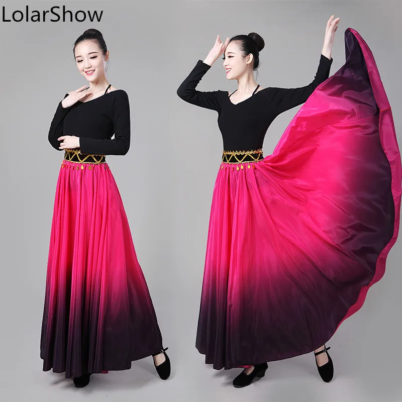 Женская юбка для танцев Flamenco костюм испанских 90/270/360 градусов|Фламенко| |