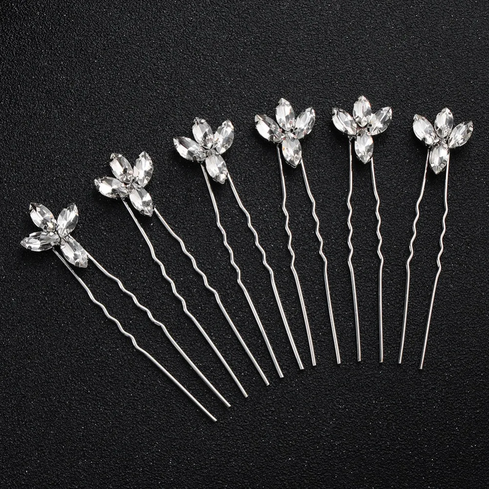 

Hot-selling hairpins 6 one pack hairpin simple horse eye headdress shape hair jewelry bride married luxury hair bands wedding ac