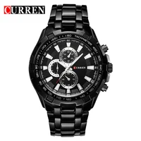 CURREN 2018 New Luxury Fashion Analog Military Sports Men Watches Full Steel Band Black Quartz Male Clock Relogio Masculino
