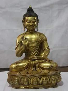 

27" Tibetan bronze copper Seat lotus Shakyamuni Sakyamuni Amitabha Buddha Statue