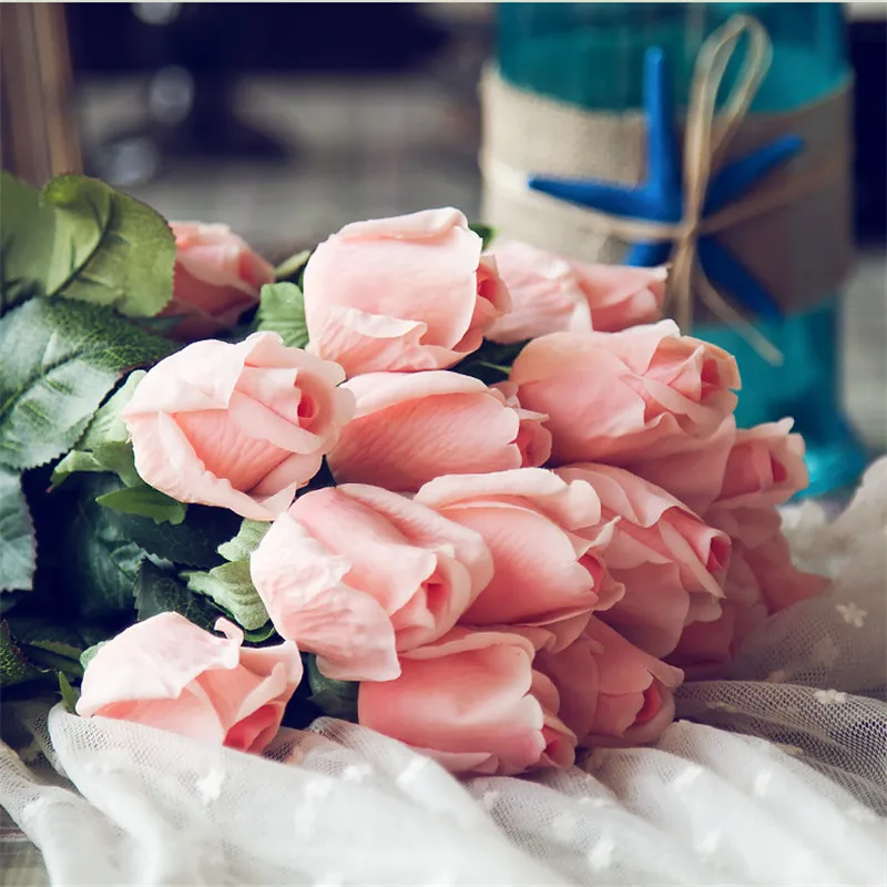 10 шт./лот, настоящая на ощупь, голубая искусственная Роза, цветы, свадебные букеты, искусственные цветы, украшение для дома, свадьбы