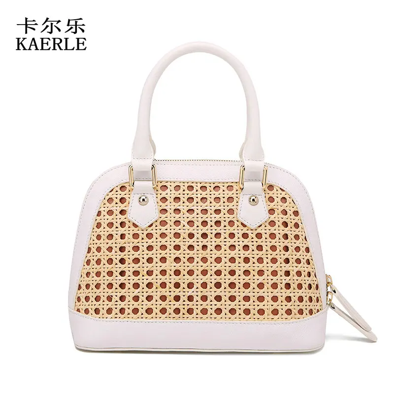 

Genuine Leather Cow Leather Handmade Rattan Bag Beach Vacation Clutch Vintage Bamboo Ladies Square Bag