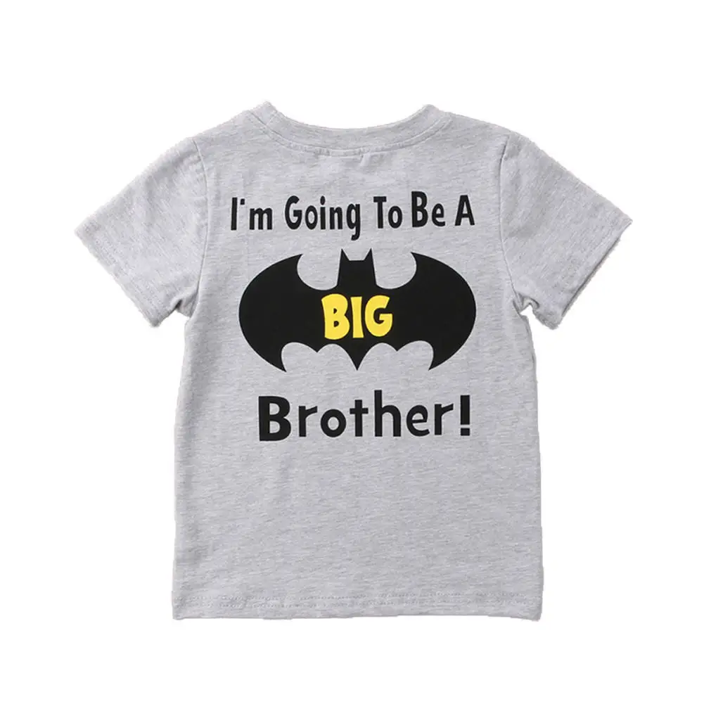 Модная хлопковая Милая футболка для маленьких мальчиков с надписью «Бэтмен» и «Big Brother» Повседневная летняя одежда