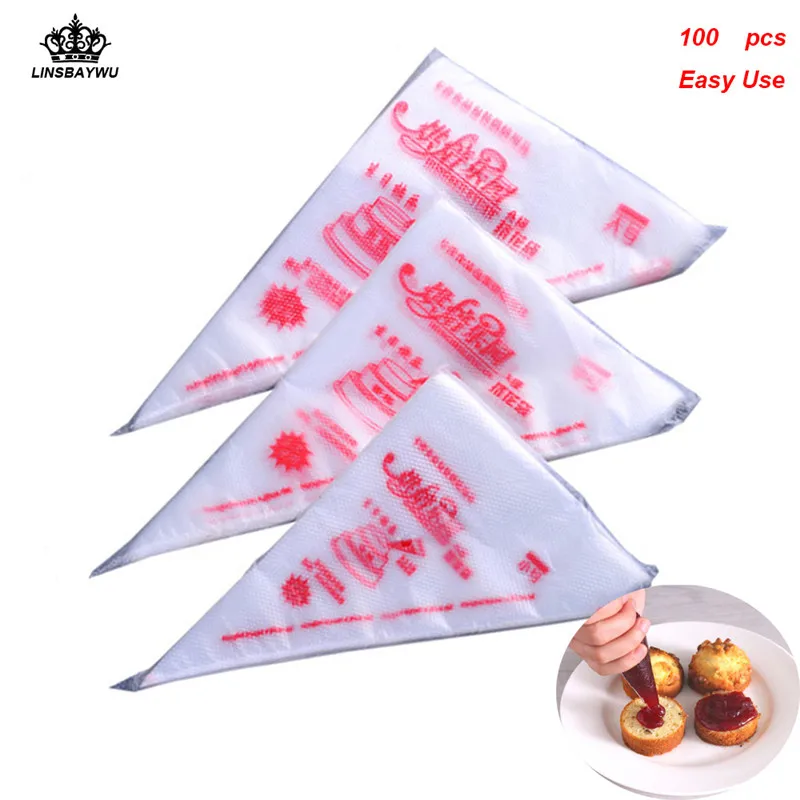 

3 Sizes 100Pcs/Set Disposable Pastry Bag Icing Piping Pastry Cupcake Decorating Tools