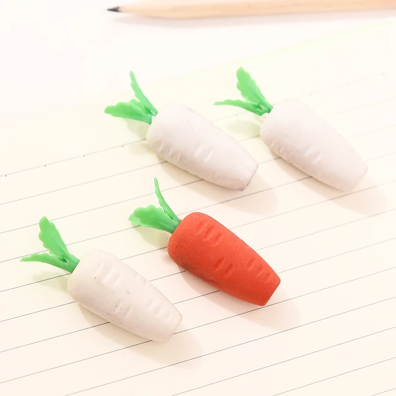 

Mini carrot eraser set boxed creative cute children baby students like leather learning office supplies stationery