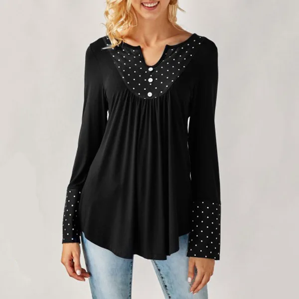 

New long-sleeved with pleats at the front of the chest splicing printing spots