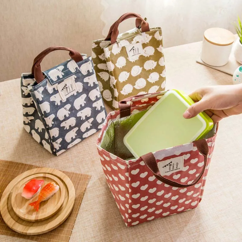 

Bear Printing Lunch Bag Thermal Food Picnic Lunch Bags For Women Kids Family Cooler Lunch Box Bag Tote Large Capacity